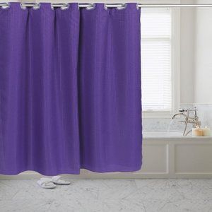 Waffle Weave Fabric Shower Curtain Purple Pre-Hooked